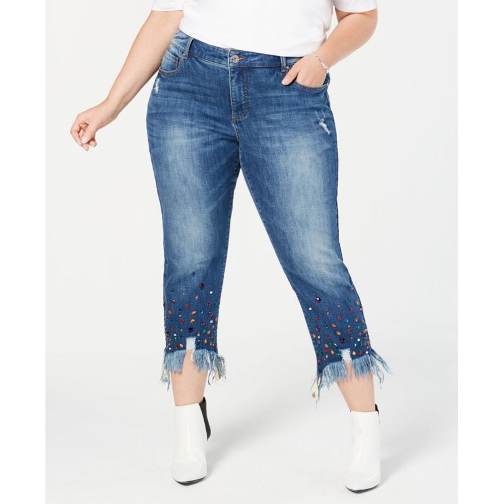 Plus Size Studded Ankle Length Jeans